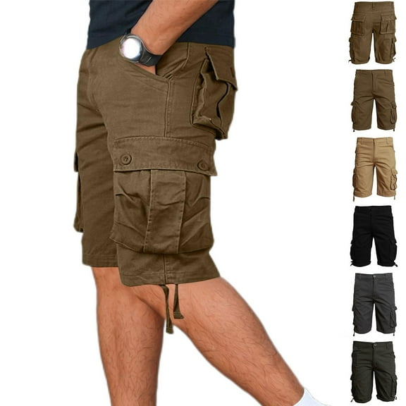 DDAPJ pyju Birthday Gifts! Men's Cotton Cargo Shorts Riptop Hiking Work Shorts Lightweight Outdoor Tactical Camping Shorts with Multi Pockets Black S