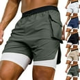 thumbnail image 1 of DDAPJ pyju Birthday Gifts! Mens Quick Dry Athletic Shorts with Compression Liner Swim Trunks 2 in 1 Workout Shorts with Cargo Pockets Green XXXL, 1 of 7