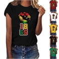 thumbnail image 1 of DDAPJ pyju Black History Month T-shirts for Women Short Sleeve African American Country Celebration Tee Shirts Color Block Printed Casual Round Neck Tee Tops White L, 1 of 5