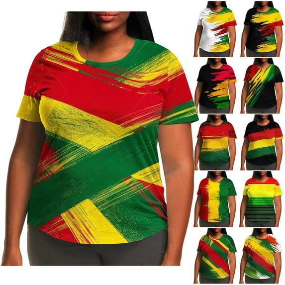 DDAPJ pyju Black History T-shirts for Women Short Sleeve Black History Month Shirt African American Pride Tshirt Celebration Parade Graphic Tees Prime Sales Multicolor XXXXXL