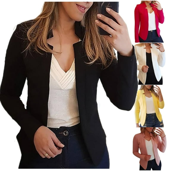 DDAPJ pyju Blazers for Women Business Casual 2023,Long Sleeve Notch Lapel Office Blazer Slim Fit Elegant Petite Blazers Solid Color Work Office Suit Jacket