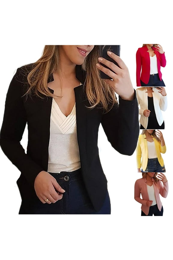 Blazers for Women Business Casual 2023,Long Sleeve Notch Lapel Office Blazer Slim Fit Elegant Petite Blazers Solid Color Work Office Suit Jacket