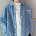 thumbnail image 1 of DDAPJ pyju Boys Jean Jacket Kids Denim Jacket Long Sleeve Button Down Shirt Jacket Fall Winter Casual Outerwear with Pockets 90% off Clearance Sale Light Blue 5 Years, 1 of 6
