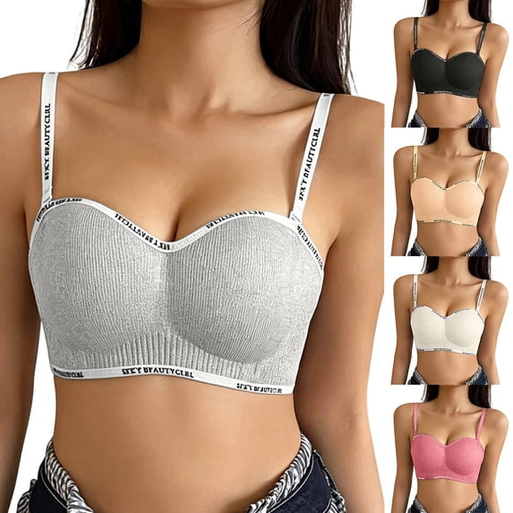DDAPJ pyju Bras for Women No Underwire Support Push Up Bralettes Full Coverage Wireless Tshirt Bra Comfort Soft Everyday Bras Pink 38