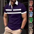 thumbnail image 1 of DDAPJ pyju Business Casual Polos for Men Moisture Wicking Short Sleeve Striped Golf Shirt Trendy Summer Collared Tops Sales of Today Gray L, 1 of 4