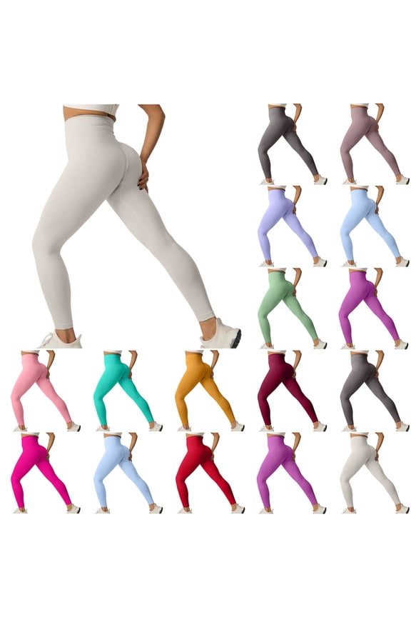 Buttery Soft Leggings for Women High Waist Stretch Workout Tights Seamless Scrunch Athletic Running Gym Fitness Active Pants White S