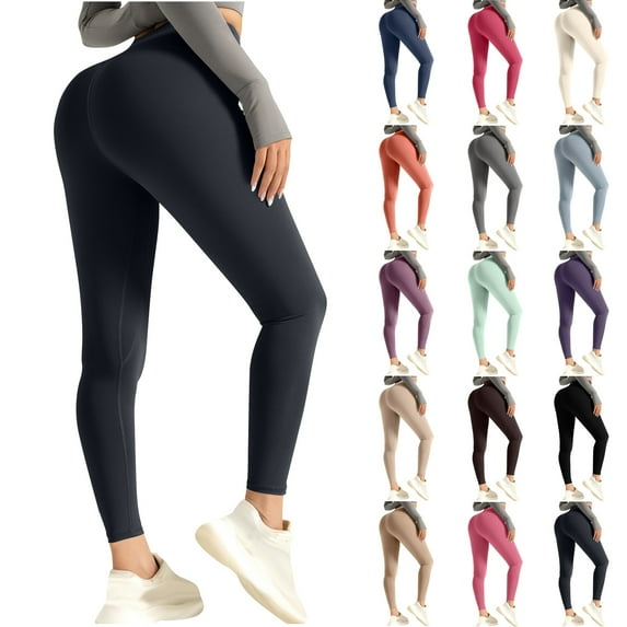 DDAPJ pyju Buttery Soft Leggings for Women High Waisted Tummy Control No See Through Yoga Workout Tights 4 Way Stretch Fitness Active Pants Black L