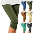 thumbnail image 1 of DDAPJ pyju Capri Leggings for Women 2025 Summer Casual Tights High Waisted Pleated Cropped Pants Lightweight Stretch Workout Running Yoga Capris Clearance Sale Army Green L, 1 of 1