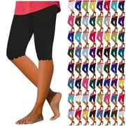 DDAPJ pyju Womens Capri Leggings High Waisted Tummy Control Yoga Pants Basic Solid Casual Workout Capris Buttery Soft Milk Silk Leggings 2025 Summer Savings leggings para mujer Army Green S