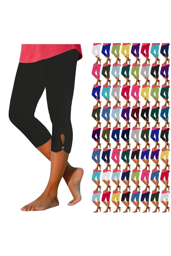 Capri Leggings for Women High Waisted Tummy Control Yoga Pants Buttery Soft Comfortable Stretch Capris Casual Summer Cropped Pants Hollow Out Design Blue XXXL