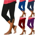 thumbnail image 1 of DDAPJ pyju Capri Leggings for Women Tummy Control High Waisted Yoga Pants Lightweight Summer Cropped Pants Basic Solid Comfy Casual Beach Capris 2025 Prime Sales Navy XXXL, 1 of 6