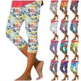 thumbnail image 1 of DDAPJ pyju Capri Leggings for Women Boho Floral Print Casual Yoga Pants High Waisted Summer Beach Capris 90% off Clearance Sale Multicolor M, 1 of 1