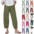 thumbnail image 1 of DDAPJ pyju Capri Pants for Women Casual Summer Lightweight Cotton Linen Pants Loose Fit Tulip Hem Trendy Capris with Pockets Light Gray M, 1 of 8