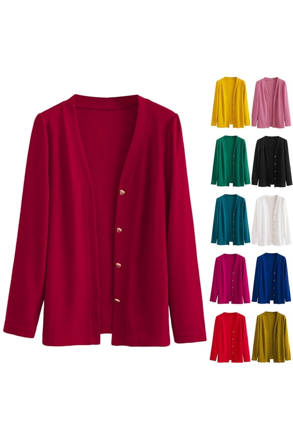 Cardigan Sweaters for Women Lightweight Button Down Cardigans Open Front Long Sleeve V Neck Sweater Soft Knit Outerwear Tops Black XXXL