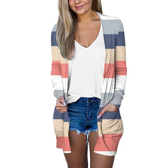 DDAPJ pyju Cardigan Sweaters for Women,Lightweight Open Front Cardigan Casual Solid/Printed Cardigan Long Sleeve Cover Ups Tops