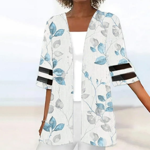 DDAPJ pyju Cardigan for Women Light Weight,Lightweight Cardigans for Women Summer Open Front 3/4 Sleeve Shirts Loose Casual Blouse Draped Flowy Cover Ups