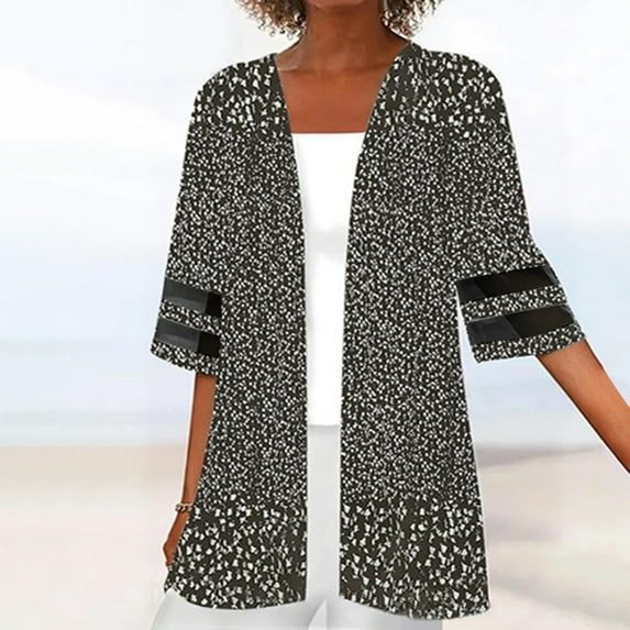 DDAPJ pyju Cardigans for Women Light Weight,Lightweight Cardigans for Women Summer Open Front 3/4 Sleeve Shirts Loose Casual Blouse Draped Flowy Cover Ups