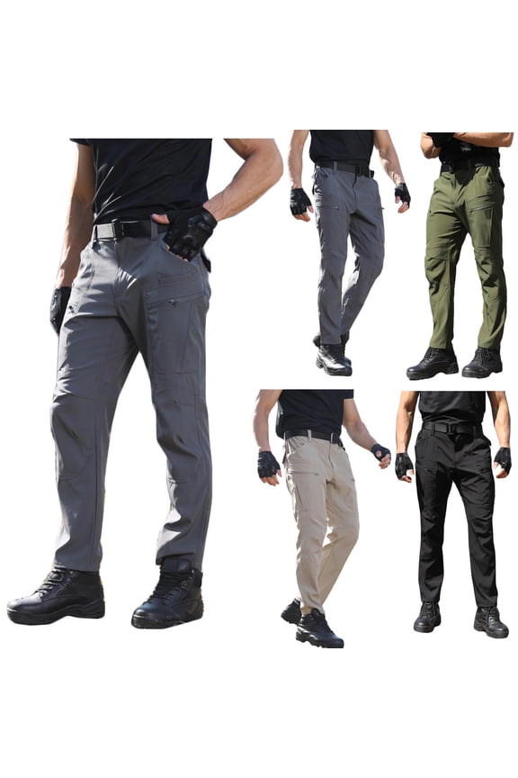 Cargo Pants for Men Winter Warm Fleece Lined Tactical Pants Ripstop Hiking Work Pants with Multi Pockets Black XXXXL