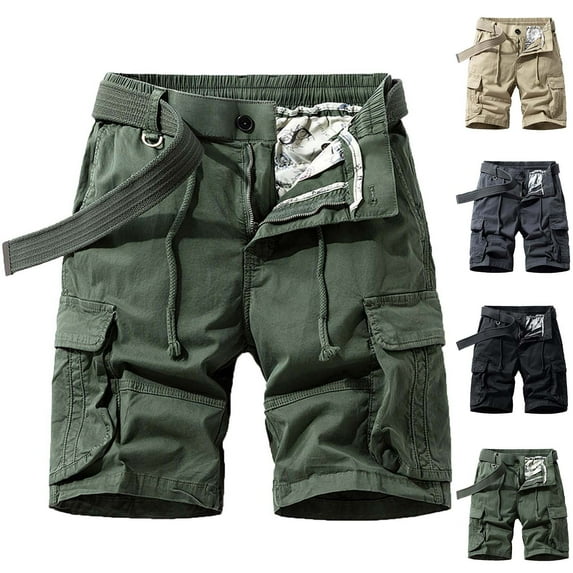 DDAPJ pyju Cargo Shorts for Men Elastic Waist Drawstring Casual Hiking Shorts Cotton Ripstop Shorts Relaxed Fit Outdoor Work Shorts with Multi Pockets Gray XXL