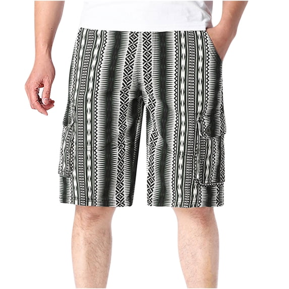 DDAPJ pyju Cargo Shorts for Men Striped Print Patchwork Mens Cargo Shorts Fashion Casual Lightweight Vacation Shorts with Multi Pocket