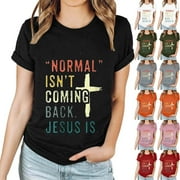 DDAPJ pyju Christian Easter Shirts for Women Short Sleeve Letter Printed T-shirts Jesus Cross Religious Quotes Shirt Summer Casual Round Neck Tee Tops Pink XL