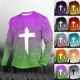 thumbnail image 1 of DDAPJ pyju Christian T-Shirts for Men Gradient Jesus Cross Print Long Sleeve Crewneck Tee Shirts Trendy Casual Pullover Tops Gray XXXL, 1 of 4