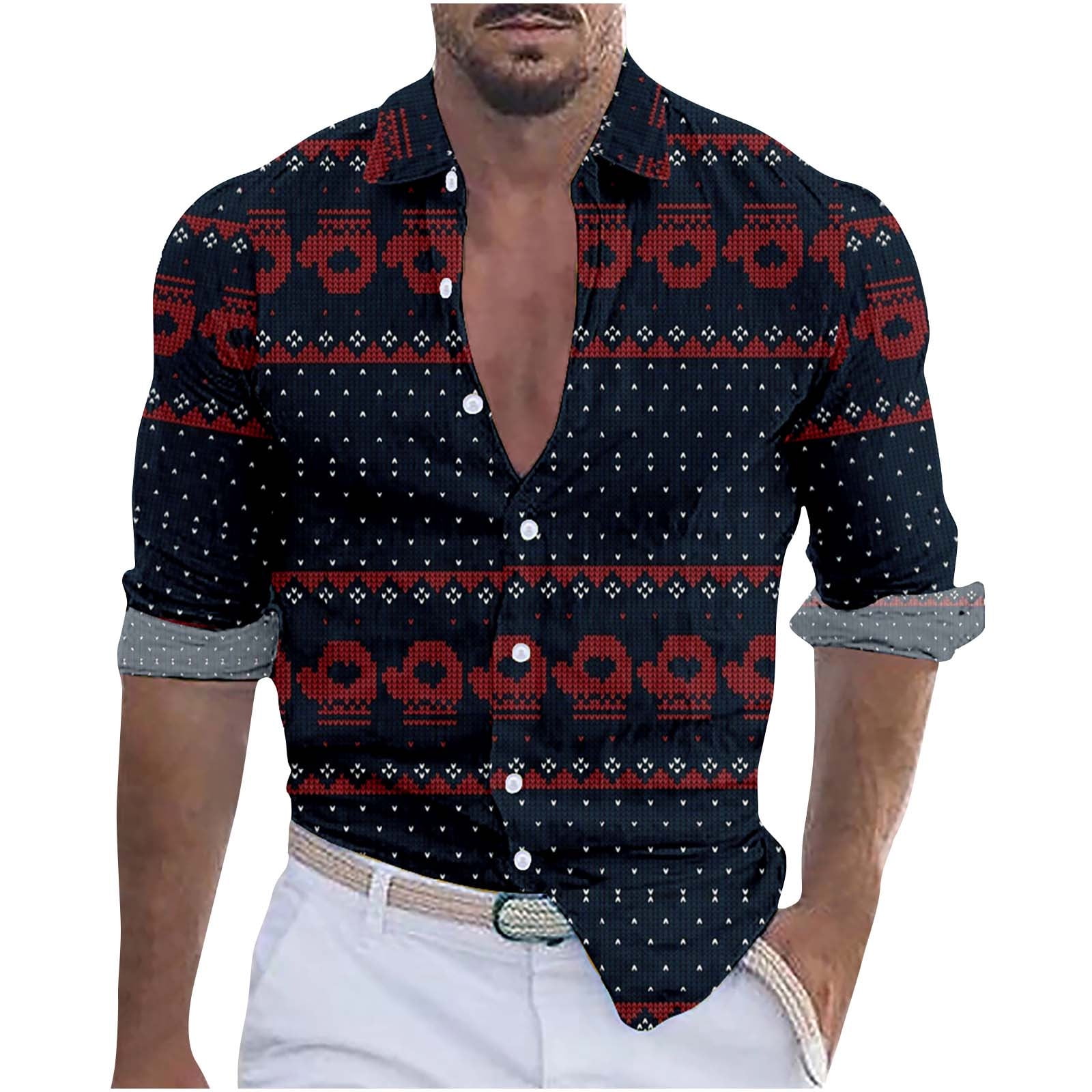 DDAPJ pyju Christmas Button Down Shirts for Men 2023 Clearance,Long