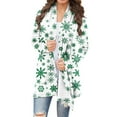 thumbnail image 1 of DDAPJ pyju Christmas Cardigans for Women Lightweight Open Front Cardigan Snowflake Print Long Sleeve Duster Jacket Green XXXXXL, 1 of 4