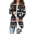 thumbnail image 1 of DDAPJ pyju Christmas Dusters for Women Lightweight Open Front Cardigans Xmas Tree Snowflake Print Long Sleeve Casual Fall Cardigan Tops Black S, 1 of 4