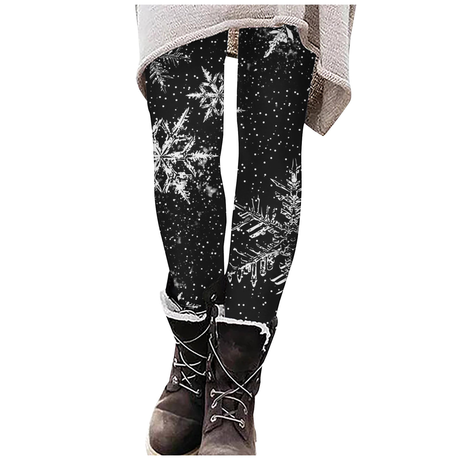 Black and white snowflake leggings hot sale