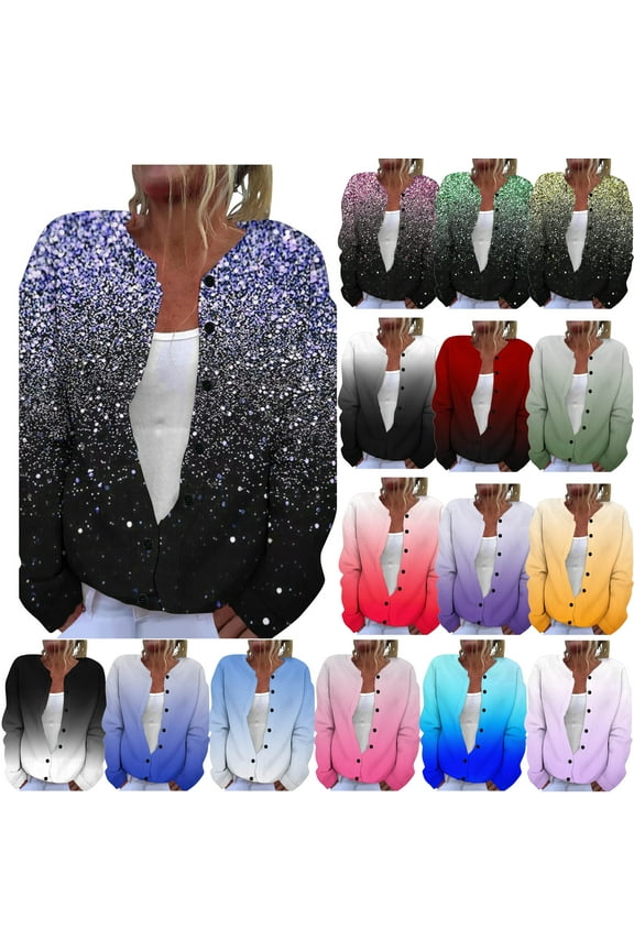 Christmas Sweaters Christmas Cardigan for Women Animal Floral Christmas Tree Long Sleeve Button Knit Cardigan Sweater Green XXXL