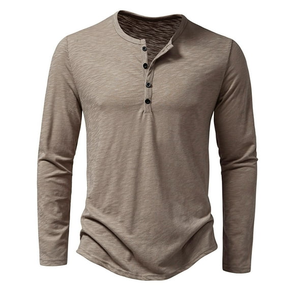 DDAPJ pyju Classic Henley Shirt for Men ,Long Sleeve Cotton Jerseys Tee Lightweight Work Shirts Button Placket Daily Wear