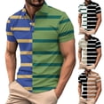 thumbnail image 1 of DDAPJ pyju Color Block Polos for Men 2025 Fashion Striped Golf Shirt Casual Summer Short Sleeve Tops Business Work Collared T-shirt Blue M, 1 of 5
