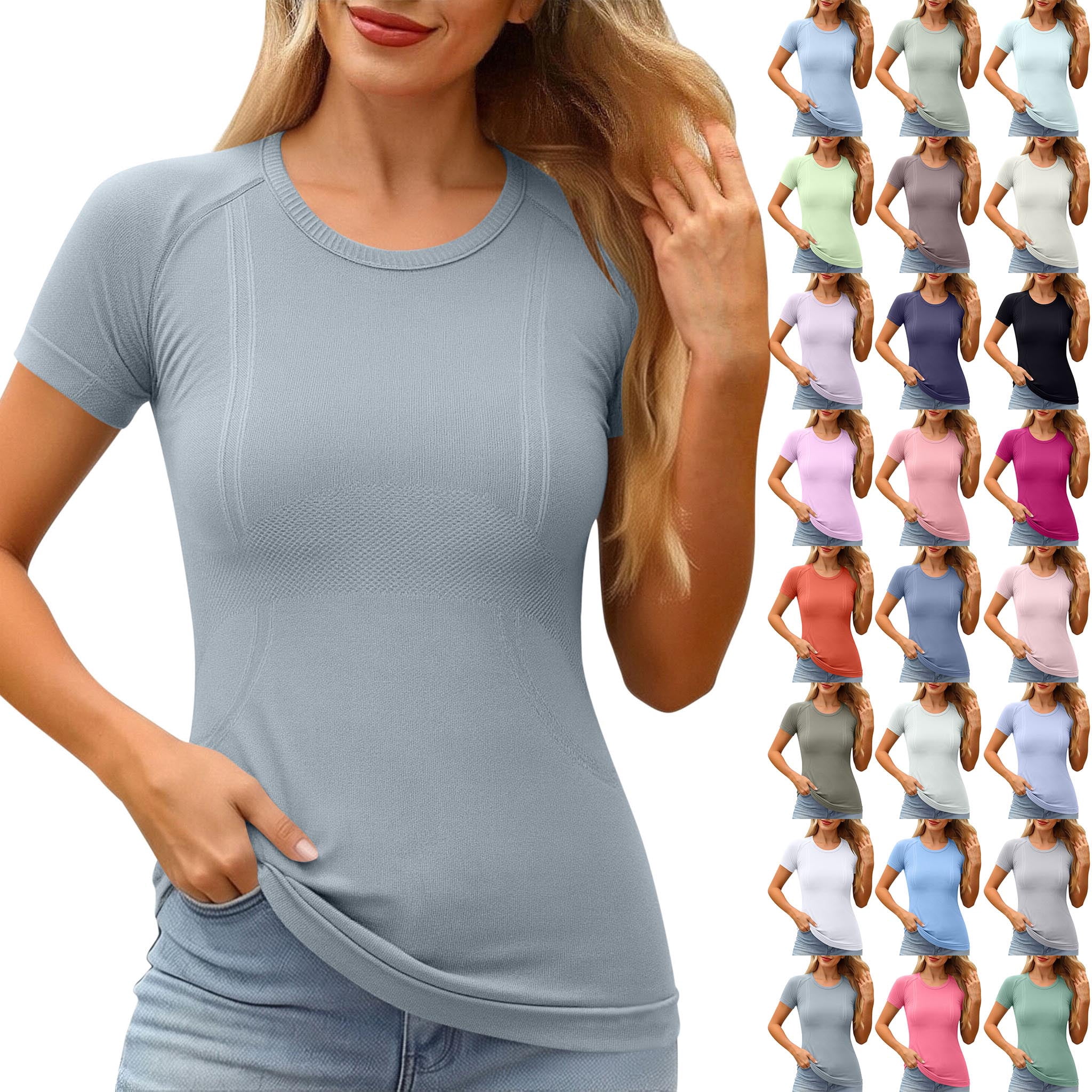 DDAPJ pyju Compression Shirts Women Short Sleeve Workout Gym Athletic ...