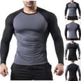 thumbnail image 1 of DDAPJ pyju Compression Shirts for Men Raglan Long Sleeve Crew Neck Tee Moisture Wicking Quick Dry Athletic Running Gym Workout Shirts Black M, 1 of 7