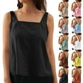 thumbnail image 1 of DDAPJ pyju Cotton Linen Tops for Women Sleeveless Babydoll Blouse Flowy Pleated Cropped Tank Top Black M, 1 of 10