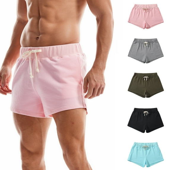 DDAPJ pyju Cotton Shorts for Men 3 Inch Workout Shorts Elastic Waist Drawstring Casual Athletic Shorts Lightweight Gym Bodybuilding Training Sport Shorts with Pockets Army Green L