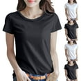 thumbnail image 1 of DDAPJ pyju Short Sleeve T Shirts for Women Basic Tees Cropped Tshirts Casual Summer Tops Crewneck Plain Petite Tops Black M, 1 of 6