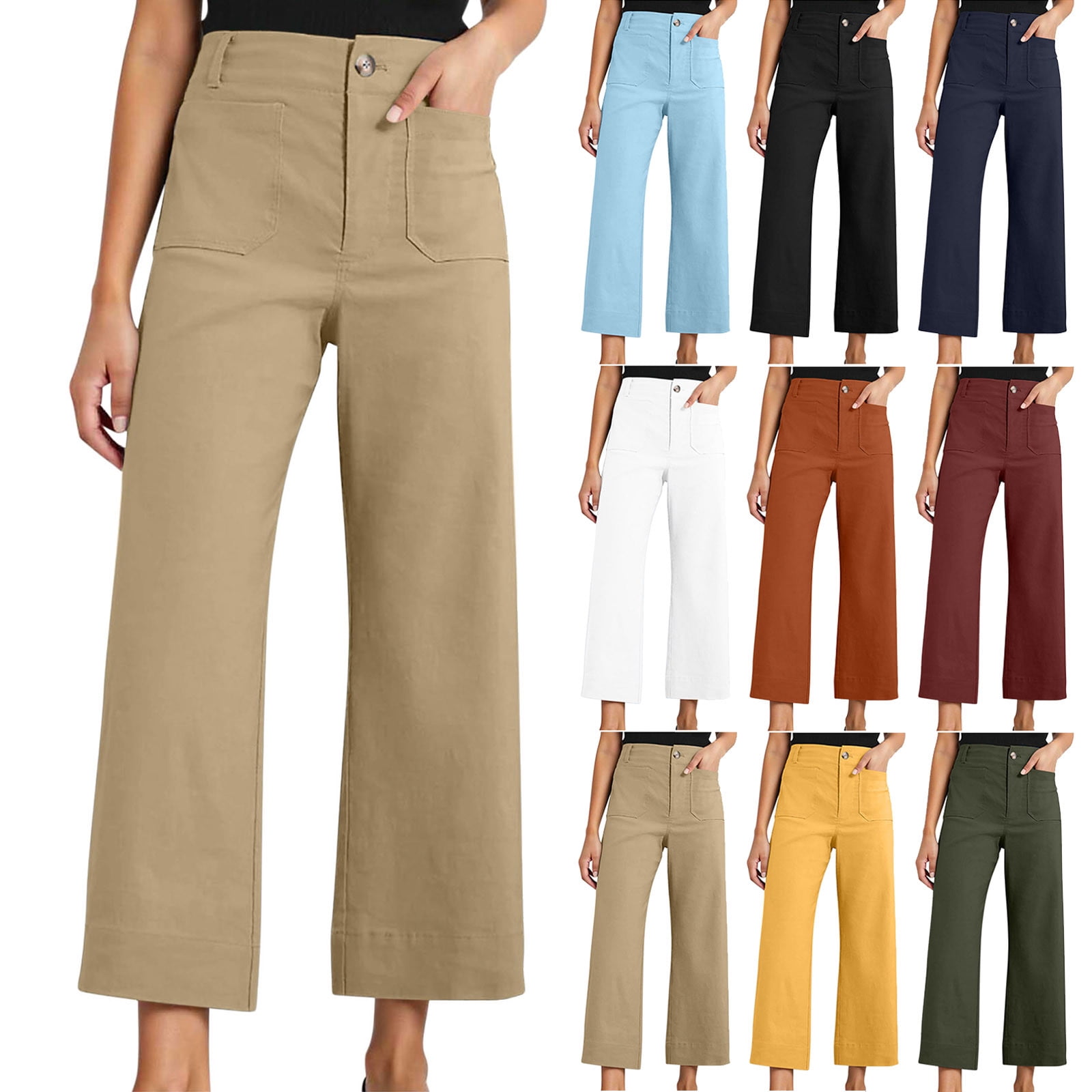 DDAPJ pyju Cropped Wide Leg Pants for Women Business Casual Dress Pants — free download