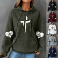 thumbnail image 1 of DDAPJ pyju Cross Graphic Hoodies for Women Waffle Knit Hooded Sweatshirt Loose Casual Pullover Hoodie Christian Blessed Sweatshirts with Kangaroo Pocket White M, 1 of 6