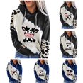 thumbnail image 1 of DDAPJ pyju Cute Cow Print Sweatshirt for Women, Long Sleeve Drawstring Hoodie Pullover Teen Girls Funny Graphic Hooded Tops with Kangaroo Pocket, 1 of 5