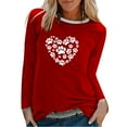 thumbnail image 1 of DDAPJ pyju Dog Lover Gifts for Women Dog Paw Love Heart Print T-Shirt Dog Mom Graphic Tees Loose Casual Long Sleeve Crewneck Pullover Tops Red L, 1 of 4