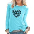 thumbnail image 1 of DDAPJ pyju Dog Lover Gifts for Women Dog Paw Love Heart Print T-Shirt Dog Mom Graphic Tees Loose Casual Long Sleeve Crewneck Pullover Tops Sky Blue XXXL, 1 of 3