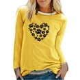 thumbnail image 1 of DDAPJ pyju Dog Lover Gifts for Women Dog Paw Love Heart Print T-Shirt Dog Mom Graphic Tees Loose Casual Long Sleeve Crewneck Pullover Tops Yellow L, 1 of 3