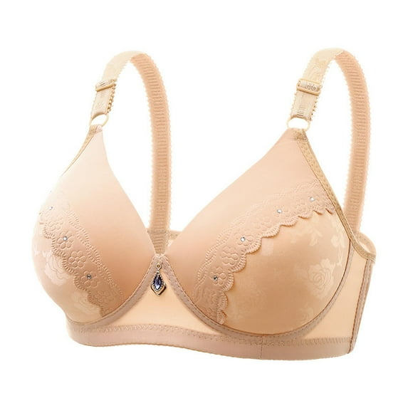 DDAPJ pyju Double Support Wireless Bra,Lace Bra with Stay-in-Place Straps Full-Coverage Wirefree Bra Tagless for Everyday Wear