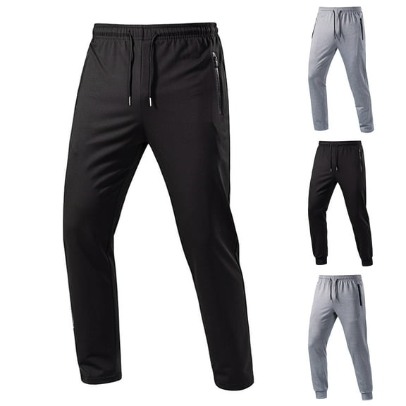 DDAPJ pyju Drawstring Sweatpants for Men Ice Silk Workout Gym Pants Open/Cinch Bottom Jogger Pants with Zipper Pockets Black S