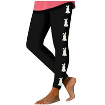 DDAPJ pyju Easter Leggings for Women Cute Bunny Graphic Casual Skinny Pants Egg Hunt Themed Printed Yoga Pants Novelty Holiday Tights Lightning Deals of Today Black#2 XL