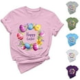 thumbnail image 1 of DDAPJ pyju Easter Teacher Shirts for Women Bunny Eggs Graphic Print T-Shirt Short Sleeve Round Neck Tee Tops White XL, 1 of 6