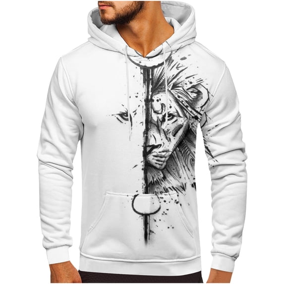 DDAPJ pyju Fall Fashion Hoodies for Men October Deals,Lion Cross Christian Pullover Hoodie Lightweight Drawstring Hooded Sweatshirt Big and Tall Cool Sweatshirts Plus Sizes include S - 6XL