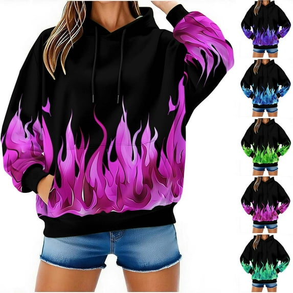 DDAPJ pyju Fall Fashion Sweatshirts for Women Men Novelty Graphic Hoodies Long Sleeve Drawstring Hooded Sweatshirt with Kangaroo Pocket Hot Pink XXL